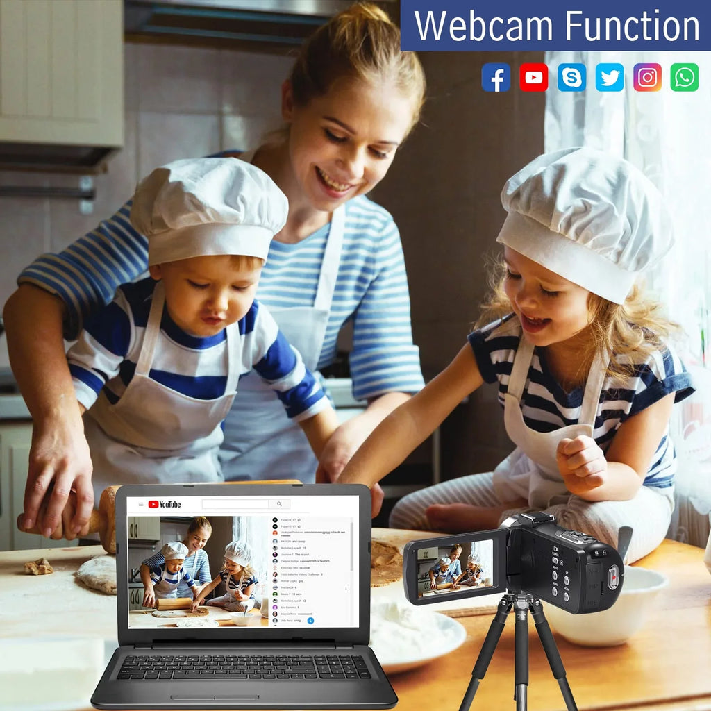 MARVUE Video Camera 4K Camera 48MP 30FPS Camcorder 18X Digital Zoom 3.0" LCD Touch Monitor Vlogging Camera for YouTube with IR Night Vision