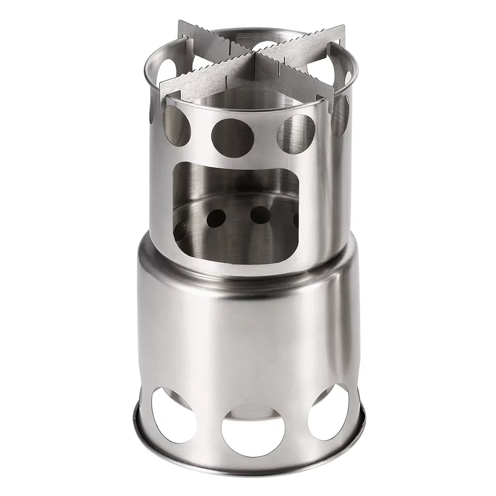 Arealer Portable Camping Stove Combo Wood Burning Stove and Cooking Pot Set for Backpacking Fishing Hiking