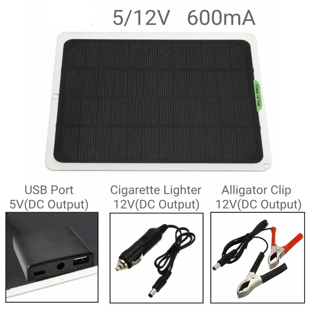 occkic 20W 12V/5V Monocrystalline Charging Flexible Solar Panels with Battery Clips for Cars RV Yachting Charger Outdoor Charger