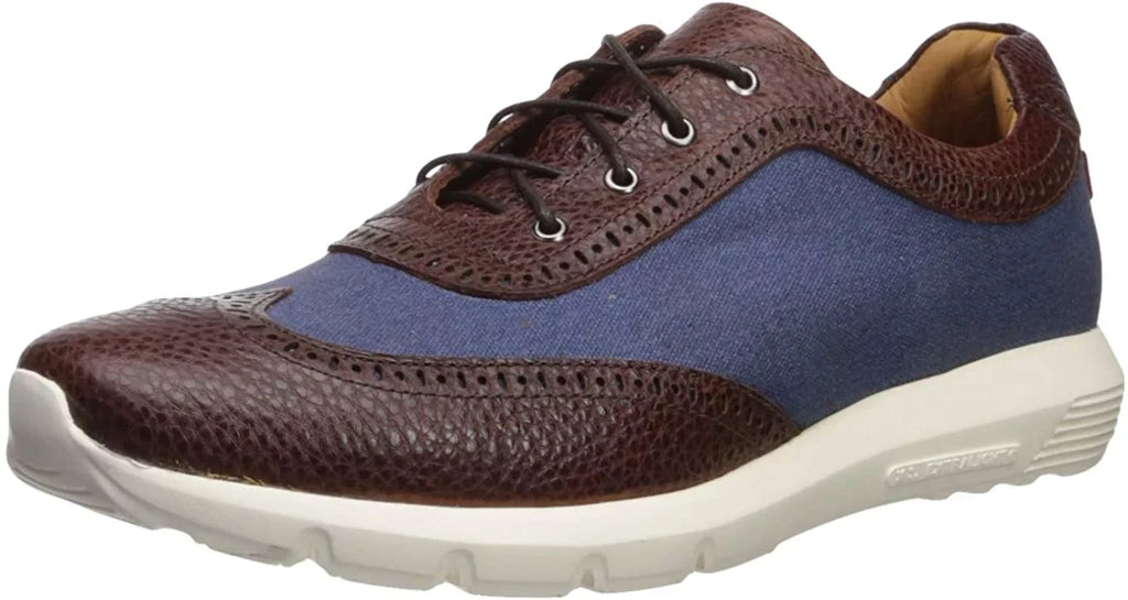 MARC JOSEPH NEW YORK Men's Leather Extra Lightweight Technology Fashion Wingtip Sneaker,Cognac/Pebble Jeans, 13 M