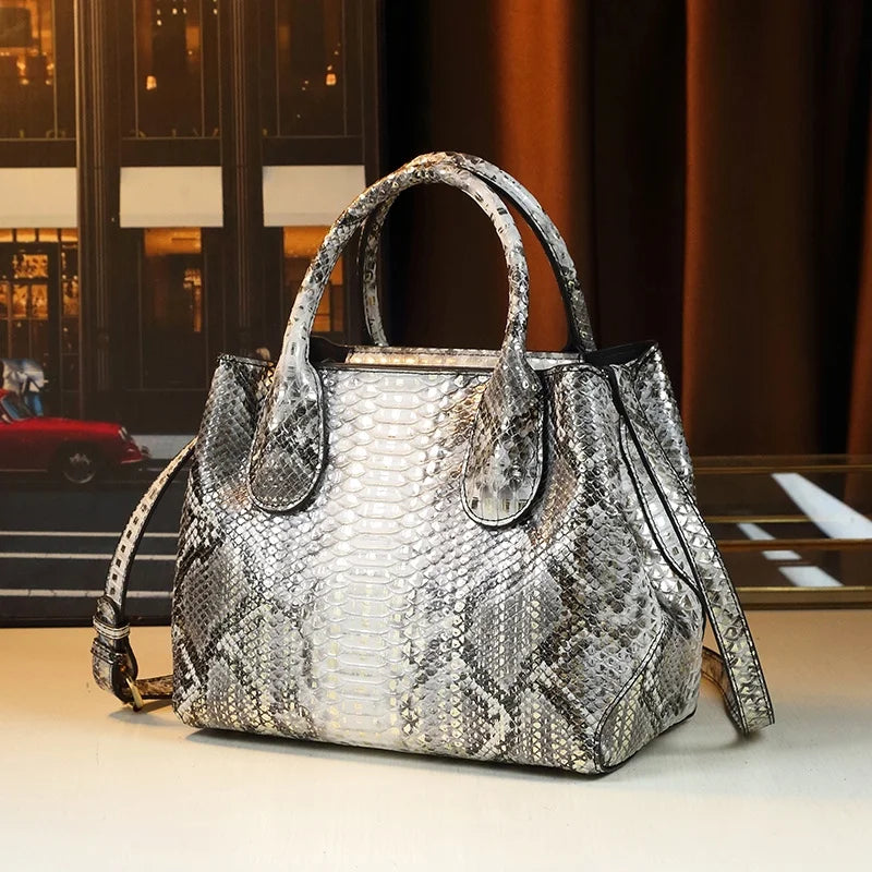 MICHROE PU Leather Handbag For Women 2024 Vintage Style Fashionable Shoulder Crossbody Bucket Bag Versatile Lady‘s Satchel Bag