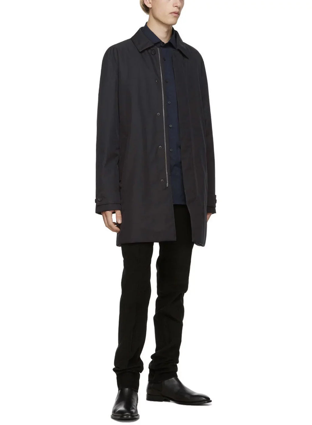 Z Zegna Mens Microtene Mac Coat Large Dark Navy Raincoat - NWT $940
