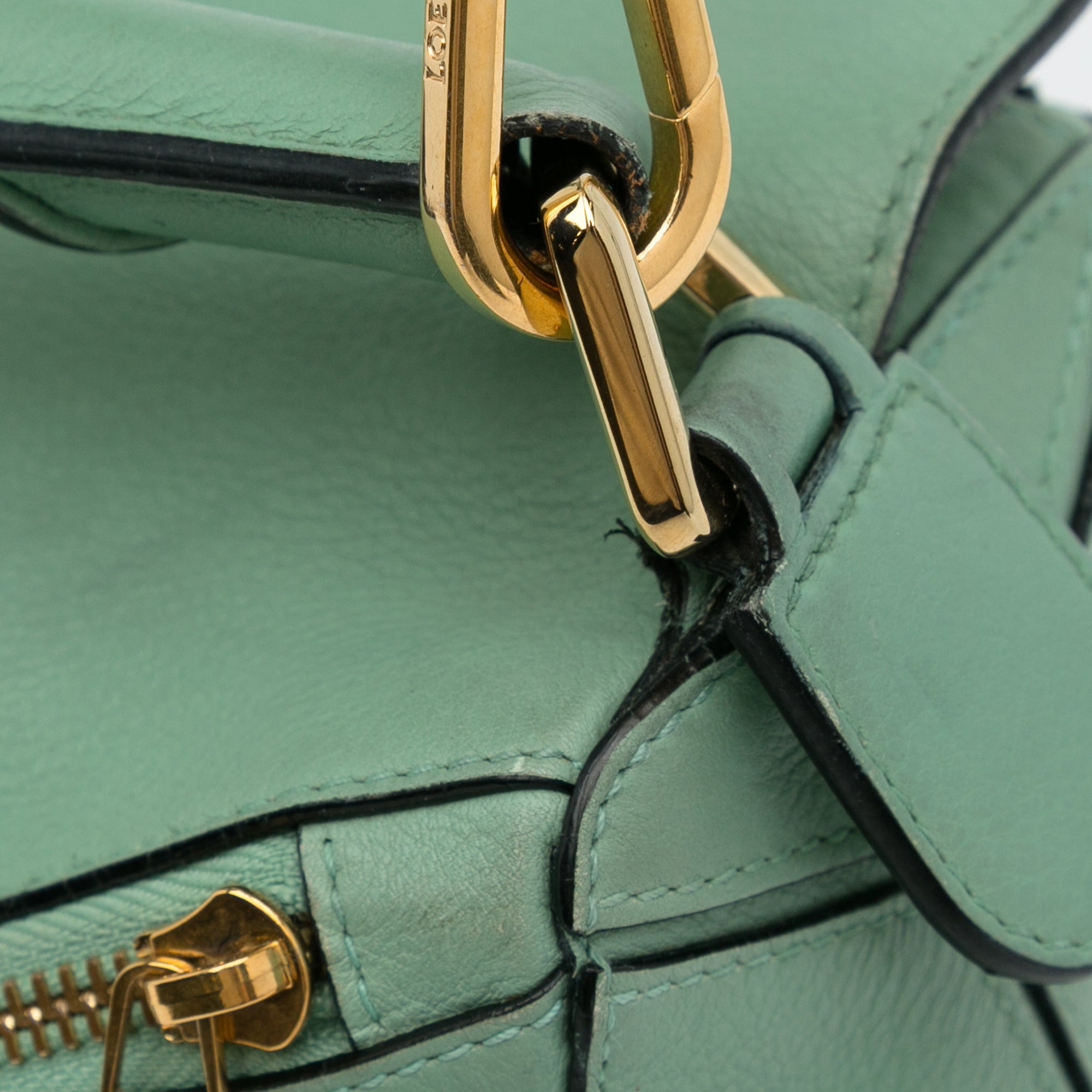 Pre-Owned Authenticated LOEWE Medium Puzzle Satchel Calf Leather Green Unisex (Good)