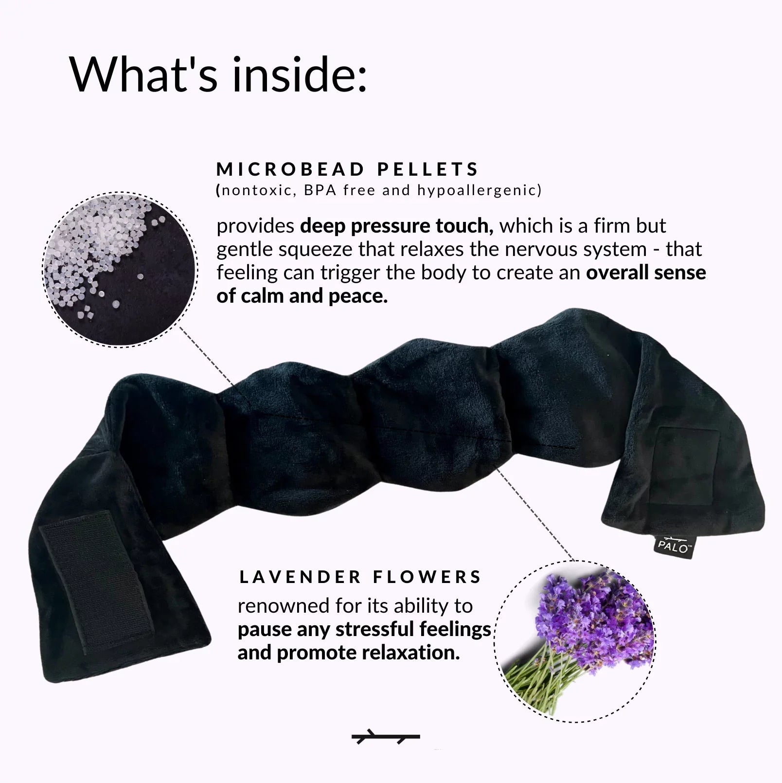 Heavy Weighted Eye Face Mask Deep Pressure Stimulation to Help with Pain Relief, Puffy Eyes, Migraine and Prepare for Sleep Blocks Light BPA Bead Filled and Lavender Black