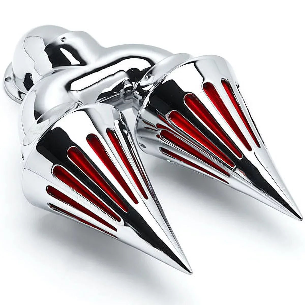 Krator Chrome Dual Spike Intake Air Cleaner Filter Kit Compatible with Harley-Davidson Sportster Custom Applications