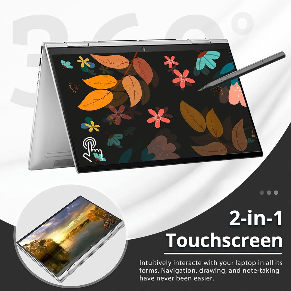 Envy x360 2-in-1 15.6" FHD Display Notebook Core i7-1260p, 64GB RAM, 2TB SSD, Backlit KB, HD Webcam, Iris Xe Graphics, Wi-Fi, Bluetooth, Win 11 Pro, Silver, 32GB USB Card