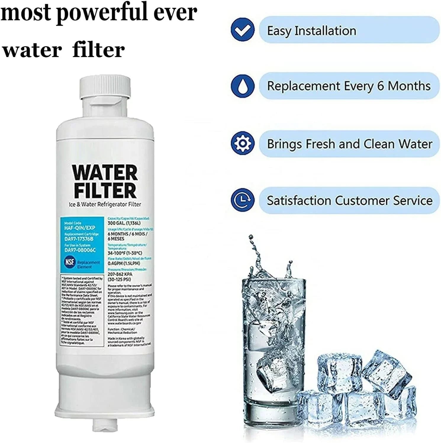 Samsumg DA97-17376B DA9717376B Refrigerator Fluid Filter Replacement for HAF-QIN/EXP, HAF-QIN RF23M8070SG,3-Pack (Packaging May Vary)