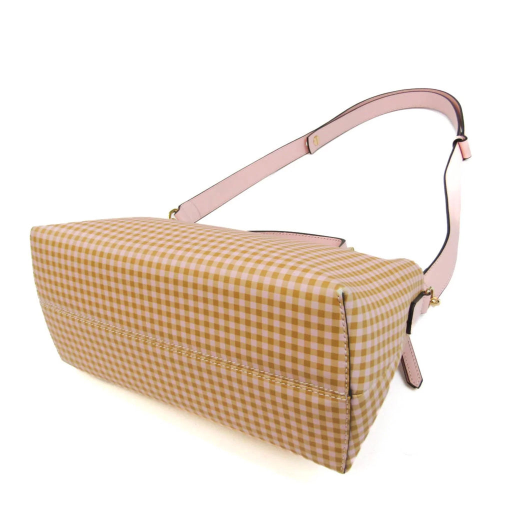 Pre-Owned Fendi By The Way Gingham Plaid 8BL146 Women's Leather Handbag,Shoulder Bag Beige,Light Pink,Yellow (Good)