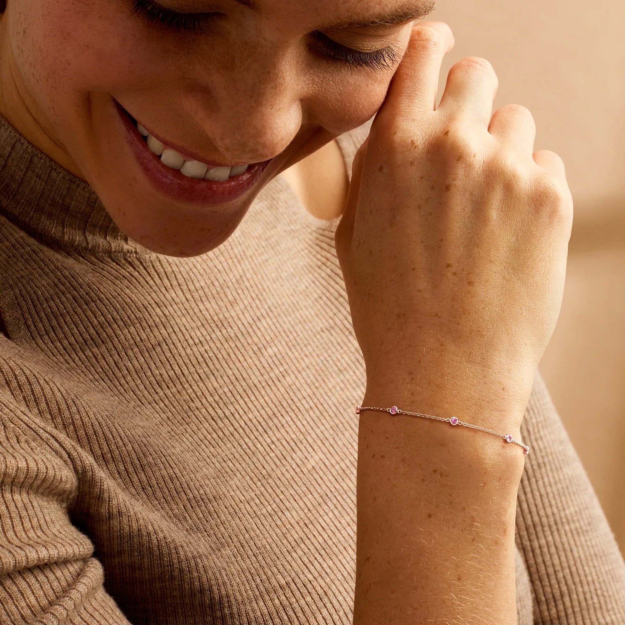 RS Pure by Ross-Simons 0.20 ct. t.w. Pink Sapphire Station Bracelet in 14kt Rose Gold, Women's, Adult
