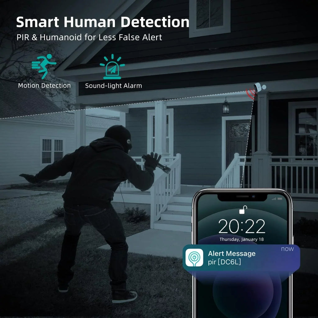 DEKCO 2K Wireless Security Camera Outdoor /Indoor with Spotlight & Siren,Rechargeable Battery Powered WiFi Home Surveillance Camera with Color Night Vision 2-Way Audio Motion Detection