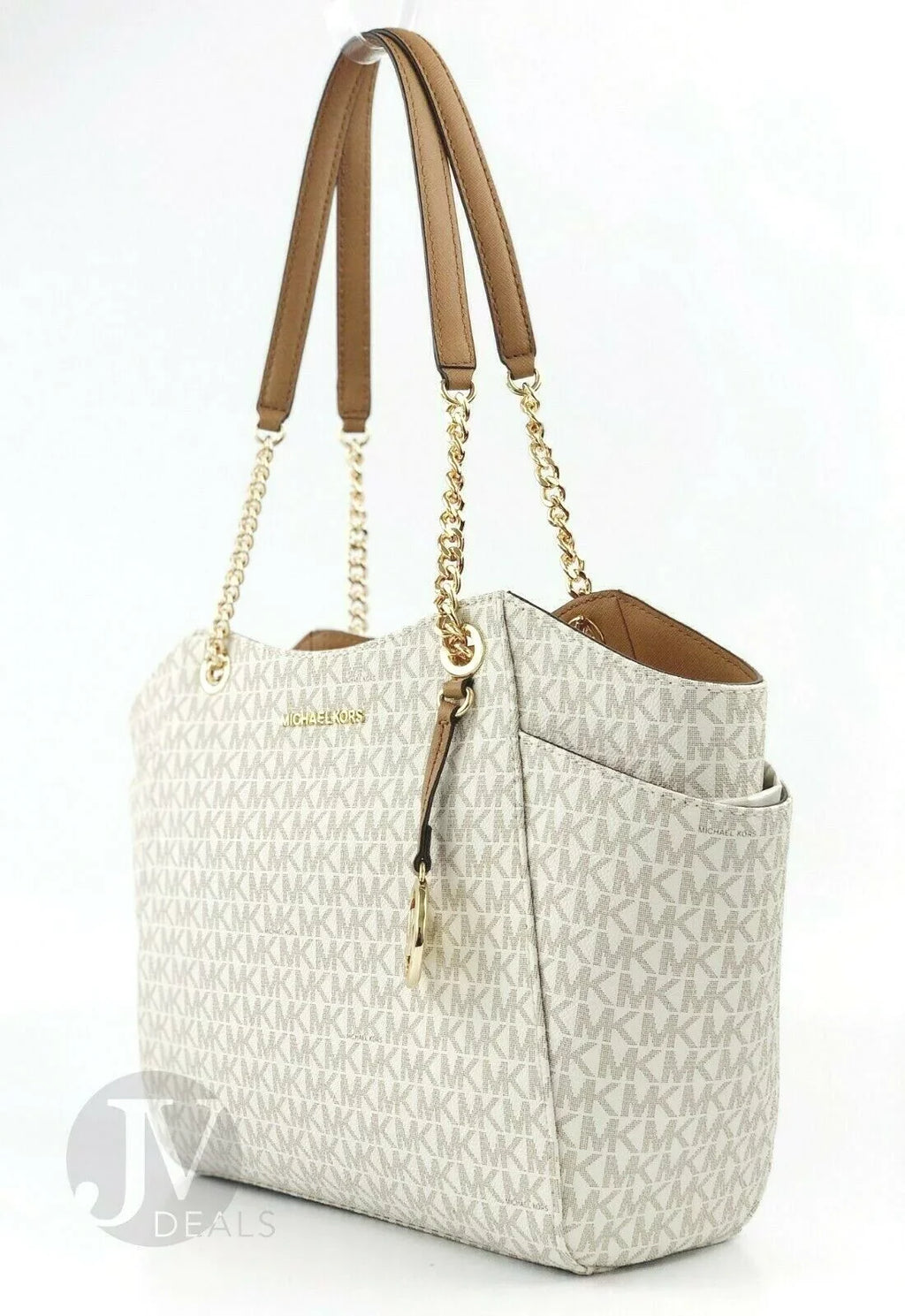 Michael Kors Jet Set Leather Large Chain Shoulder Tote Bag