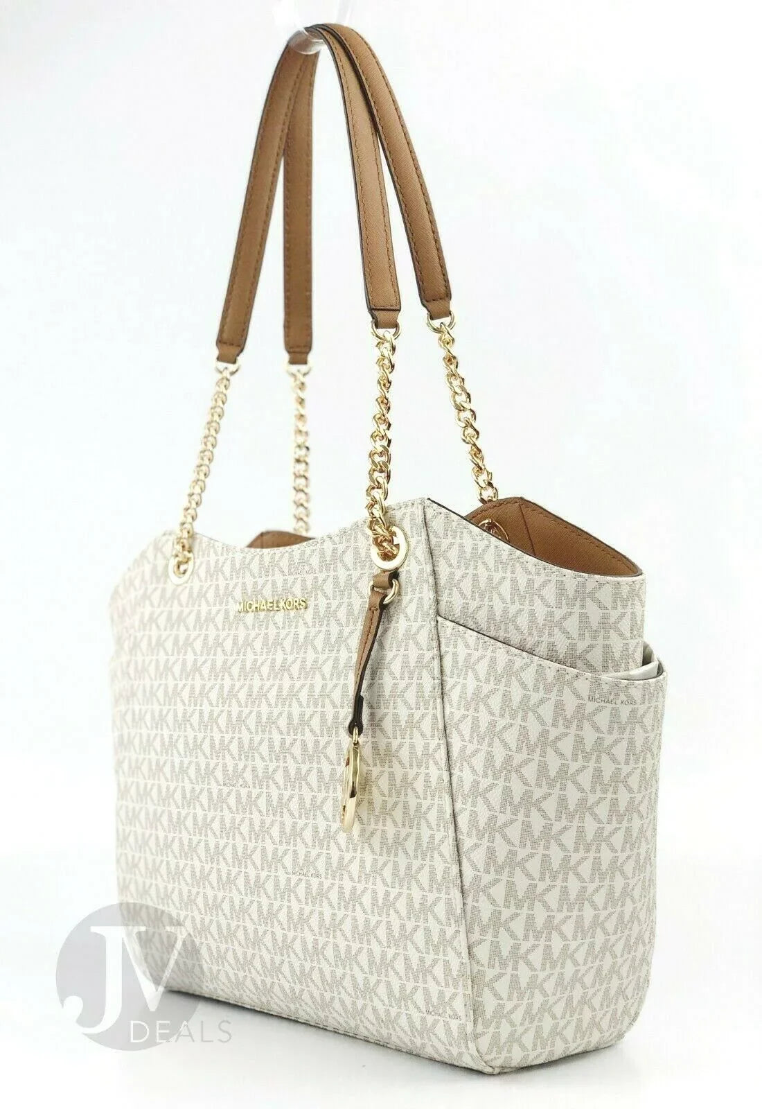 Michael Kors Jet Set Leather Large Chain Shoulder Tote Bag