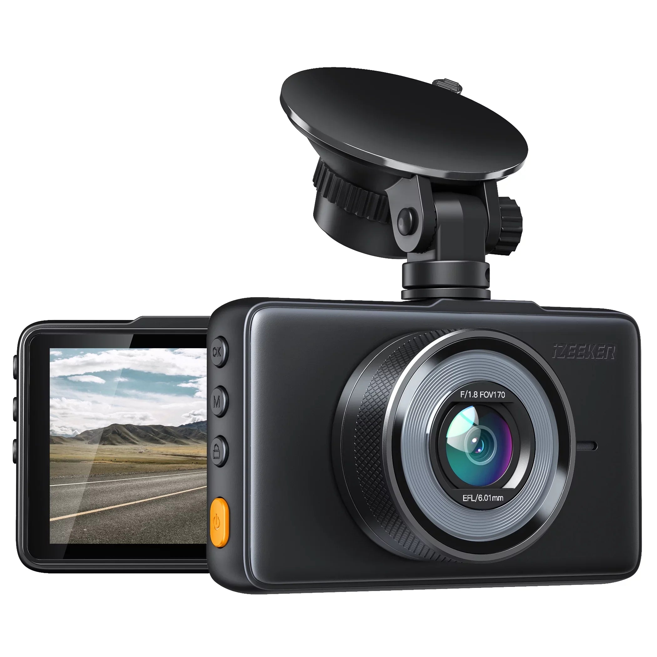 iZEEKER Dash Cam GD100 1080P Car Dash Camera, 3" LCD Monitor 170° Wide Angle, G-Sensor, Accident Record, Loop Recording,Black