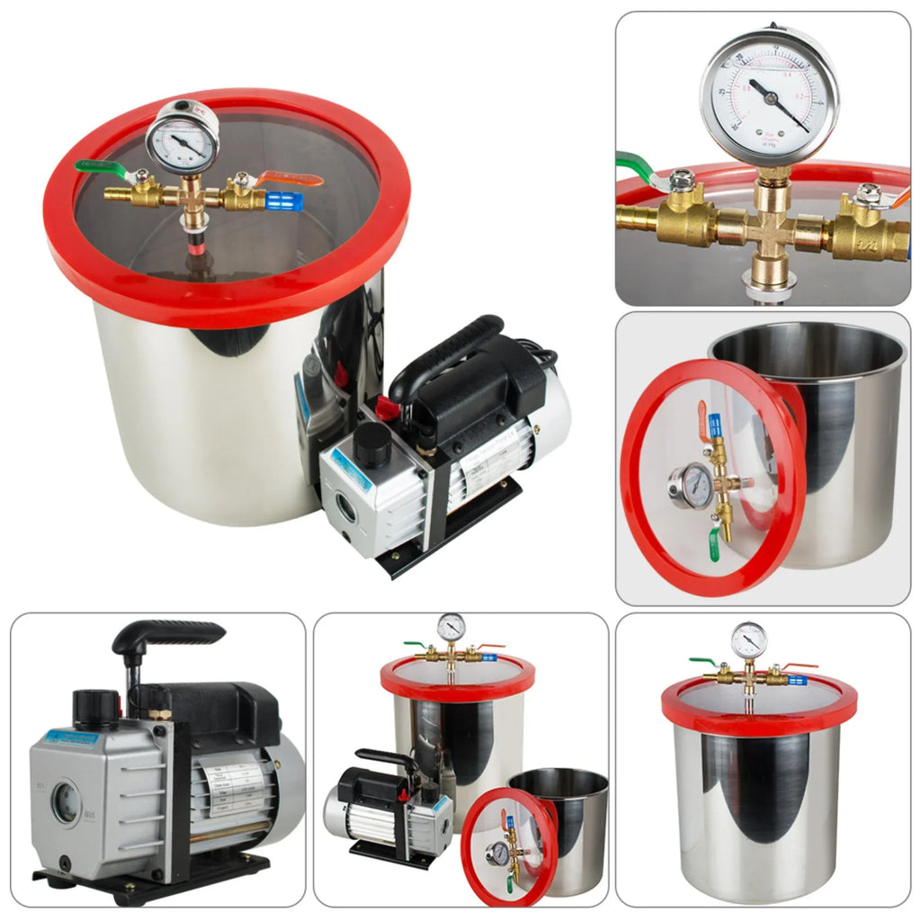 Effortlessly Remove Air Bubbles with our Stainless Steel Silicone Machine and Powerful Vacuum Pump Kit