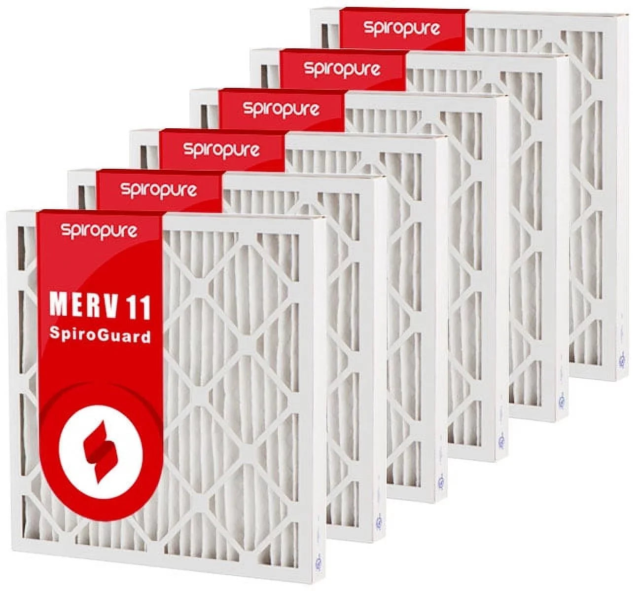 SpiroPure 17.5x24.5x2 MERV 11 Pleated Filter Air Filters - Made in USA (6 Pack)