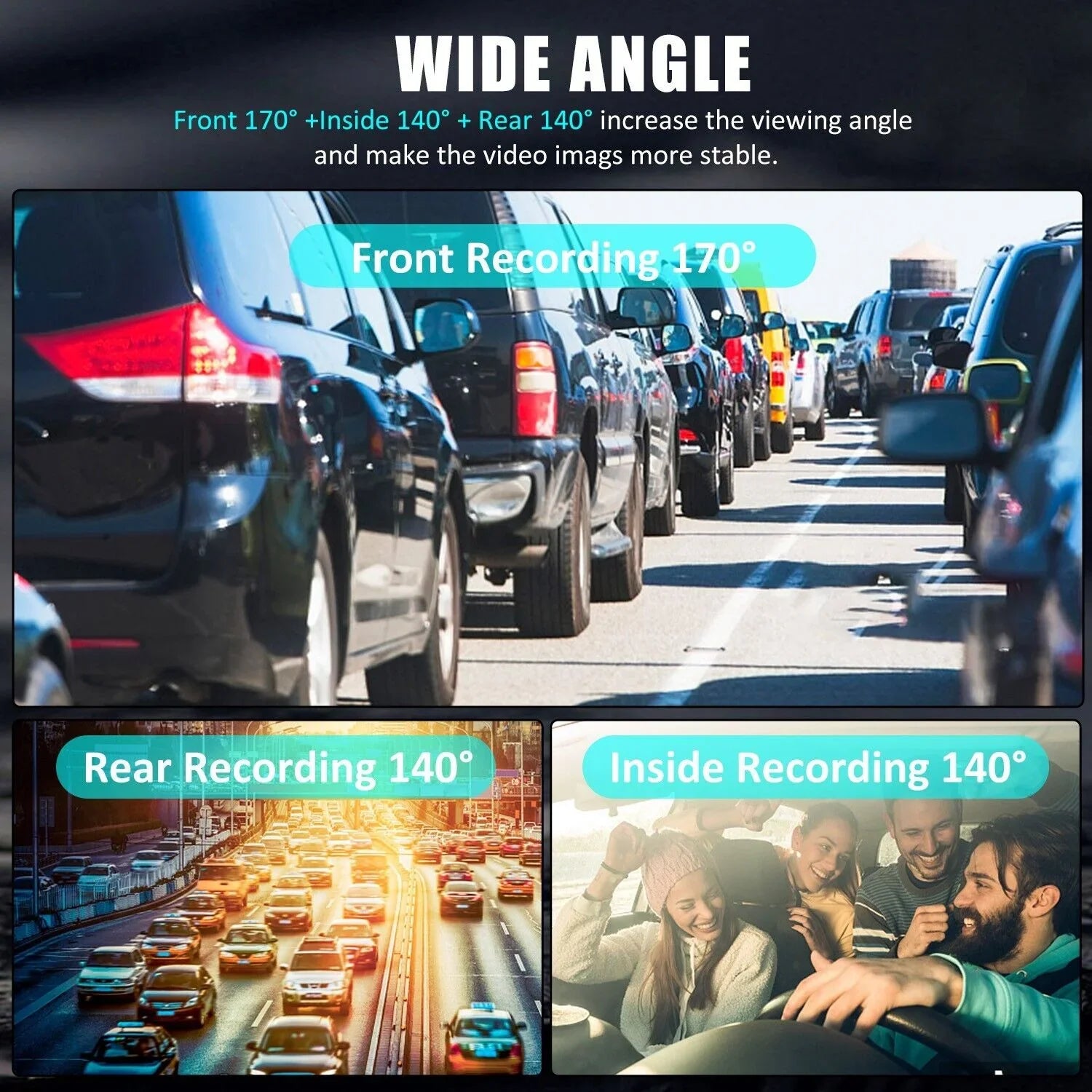 3 Lens Cars True 4K Dual Dash Camera Front & Rear WiFi&GPS Track Video Recorder