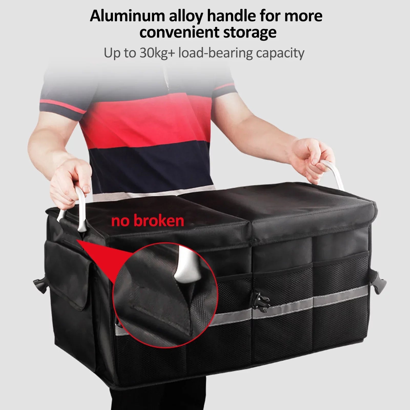 Walmart Car Trunk Storage Box with Reflective Strip 55L Convenient and Spacious Automotive Cargo Organizer for Your Car