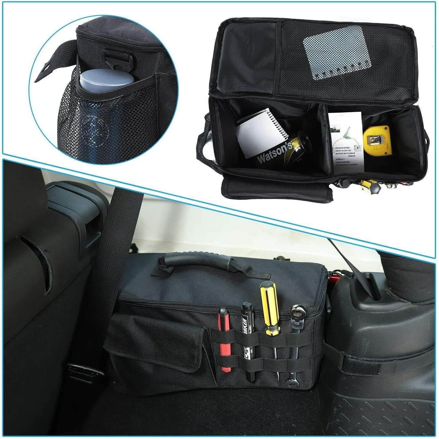 Teledu Rear Trunk Side Storage Bag Pockets Organizer Black