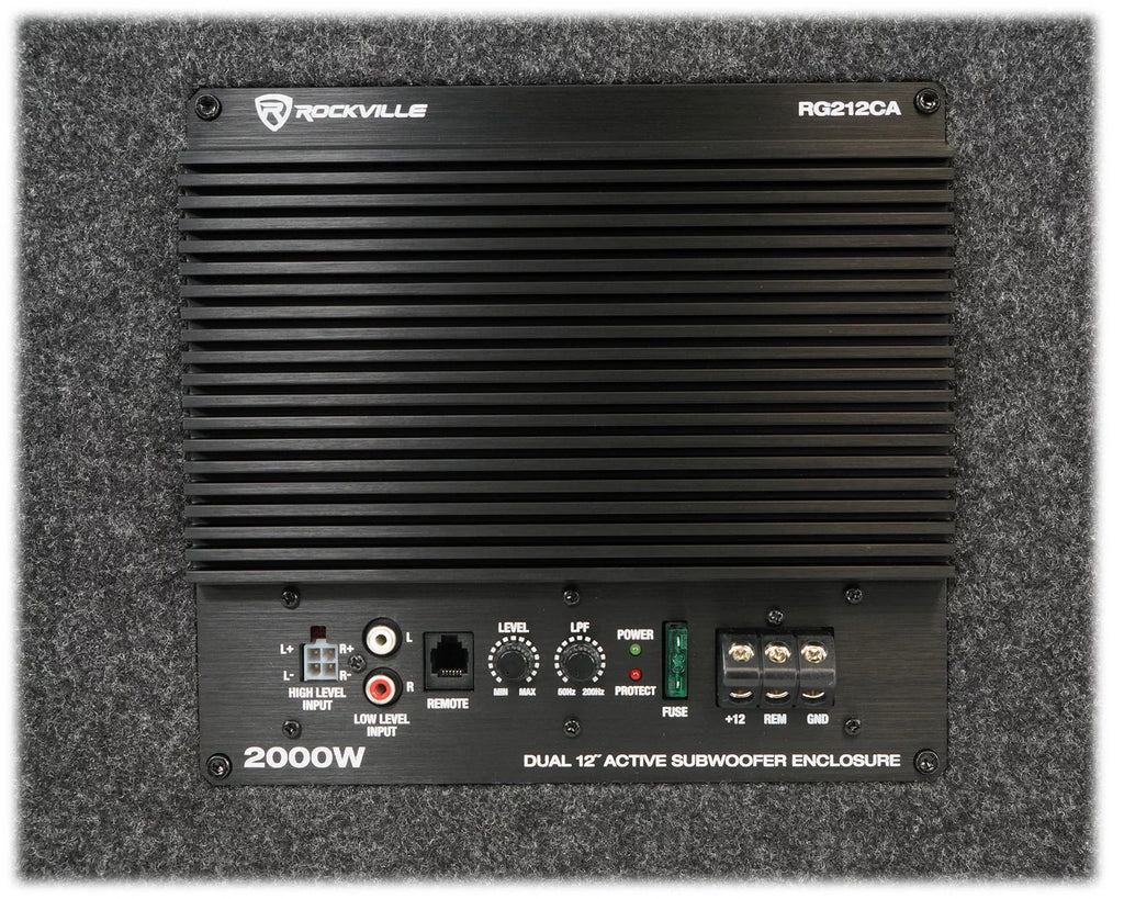 Rockville RG212CA 2000w Dual 12 inches Vented Powered Car Subwoofer Enclosure+Amp Kit