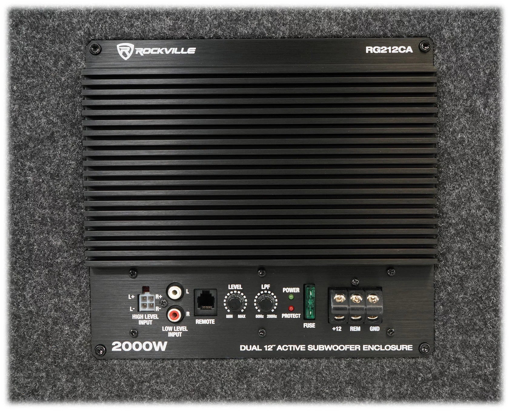 Rockville RG212CA 2000w Dual 12 inches Vented Powered Car Subwoofer Enclosure+Amp Kit