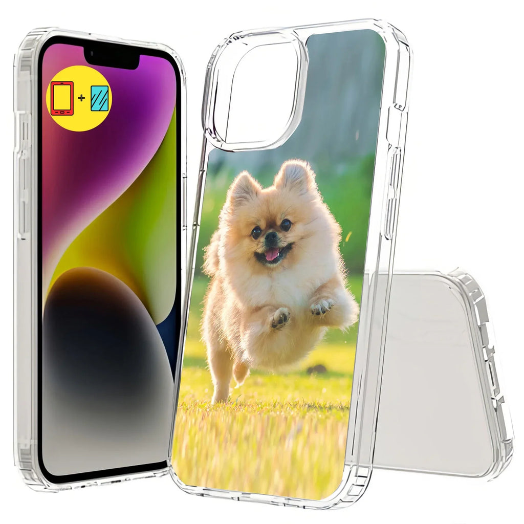 TalkingCase Personalize Custom Phone Cover Made for iPhone 15, w/ Glass Display Protector, DIY, Friends Forever, Acrylic Back, Raised Edges, Print in USA