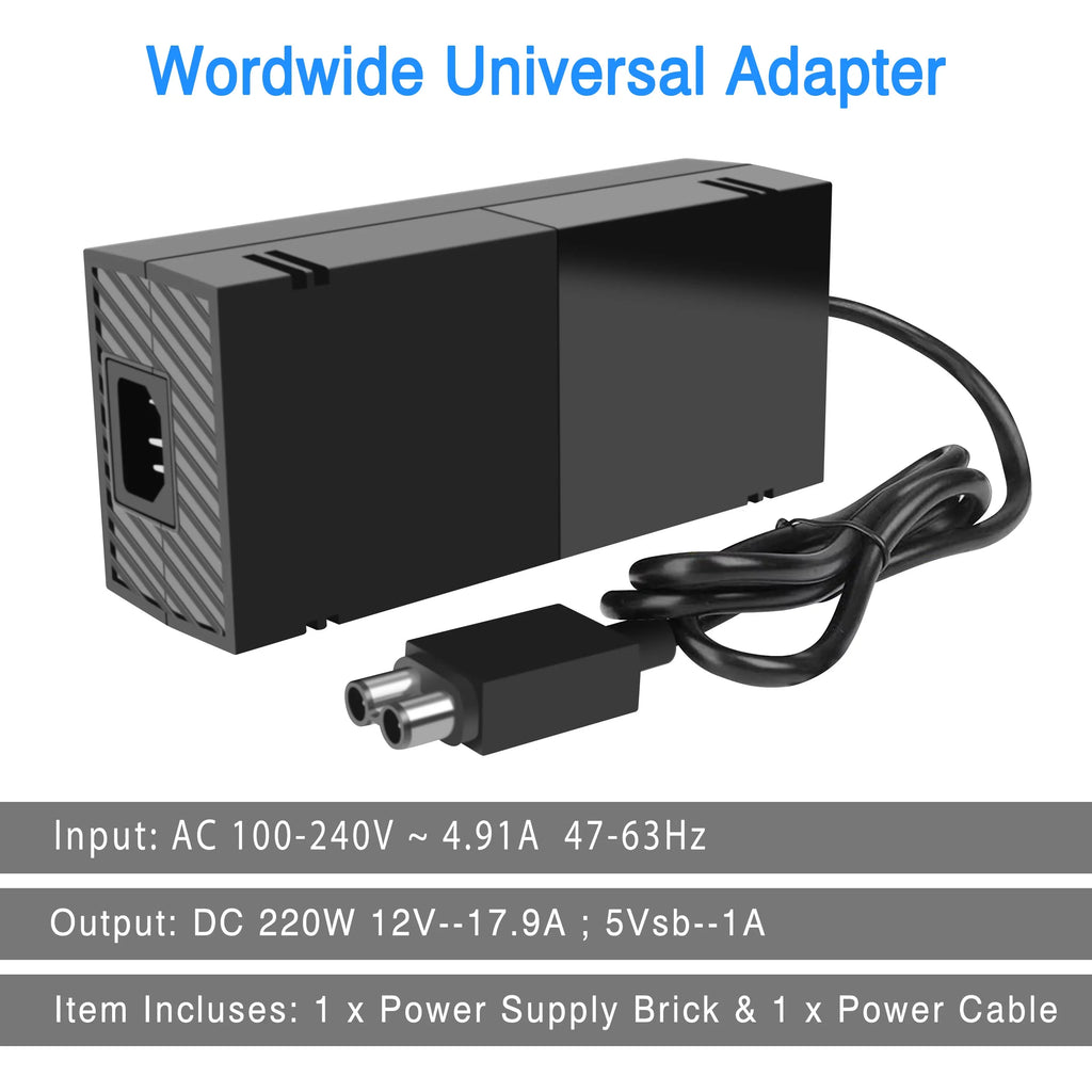 NATNO Power Supply Brick for Xbox One Game Console with Power Cord, Cool and Low Noise [220W 12V 17.9A]