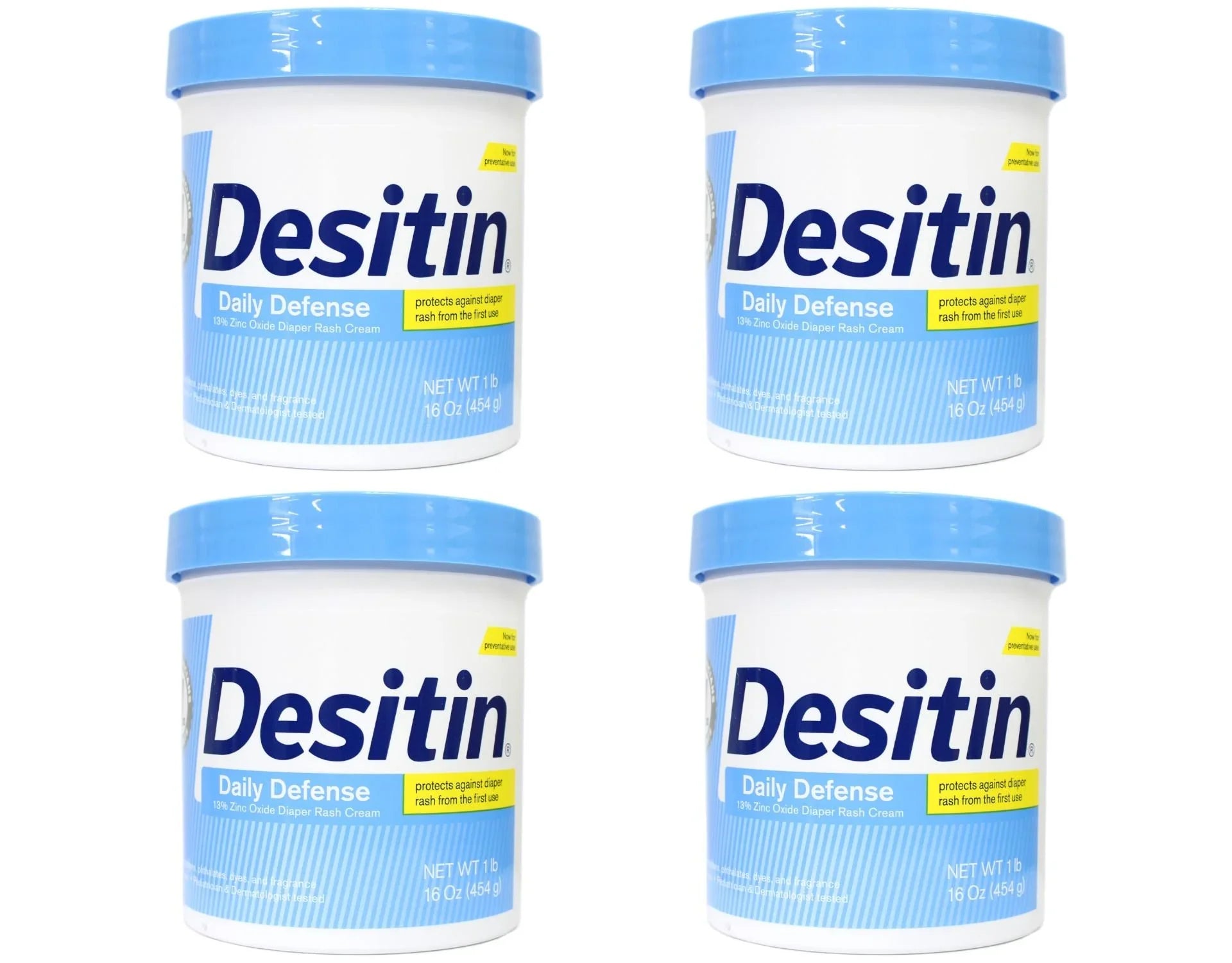 Desitin Rapid Relief Diaper Rash Remedy Fragrance-Free Cream, 16 oz, - 4 Pack