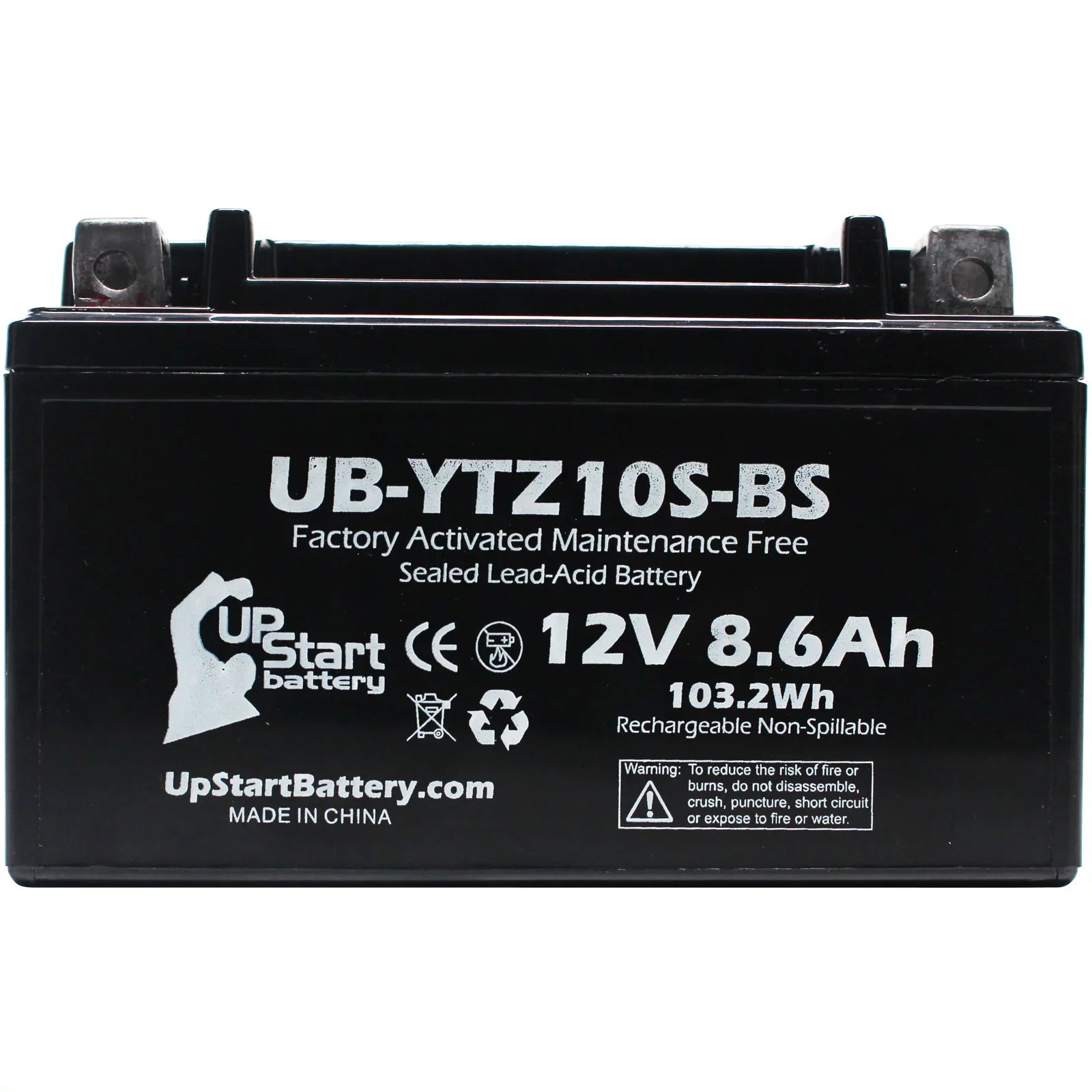 4-Pack UpStart Battery Replacement for 2010 Yamaha YZF-R1 1000CC Factory Activated, Maintenance Free, Motorcycle Battery - 12V, 8.6Ah, UB-YTZ10S-BS