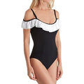 Profile by Gottex Women's Off The Shoulder One Piece Swimsuit, Gala Black/White, 14