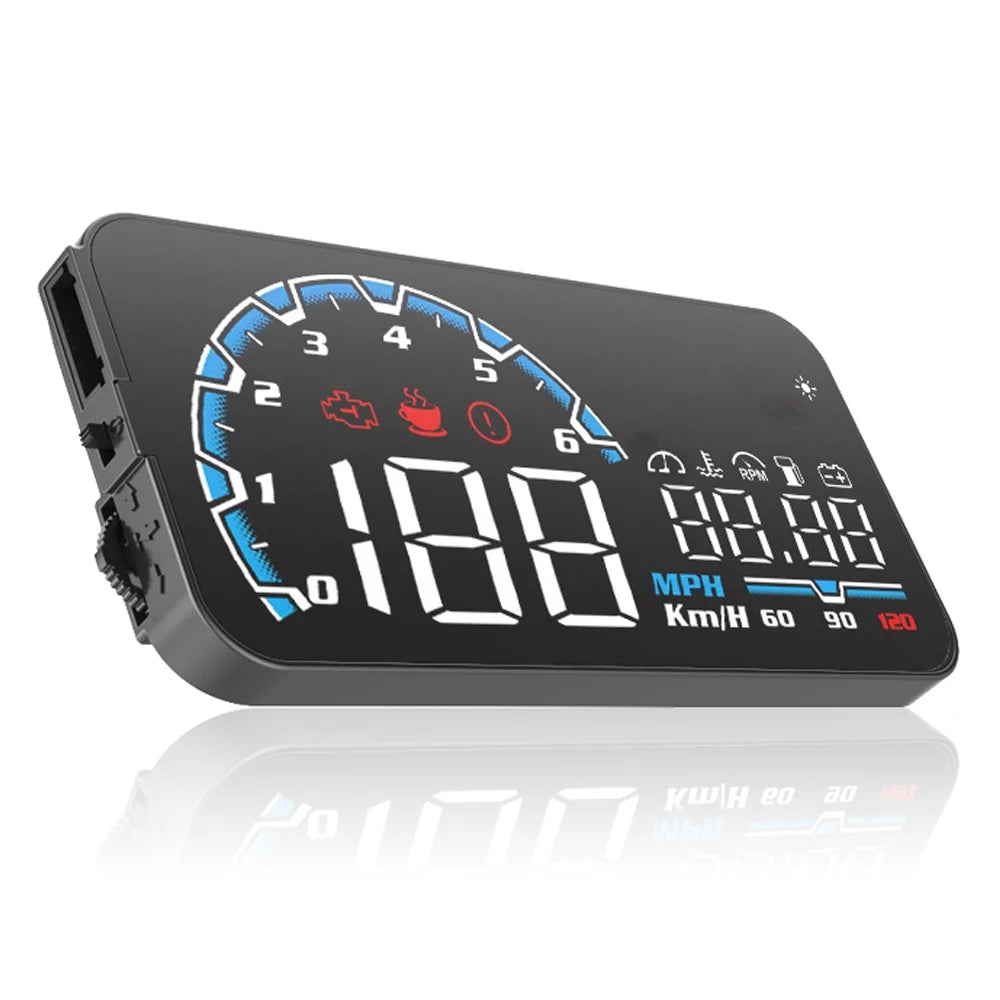Apexeon Car Head Up Projector, Digital Speedometer Display with Voltage and Oil Consumption , Liquid Temperature Gauge, Total Driving Time ， Optimize Your Driving Functionality