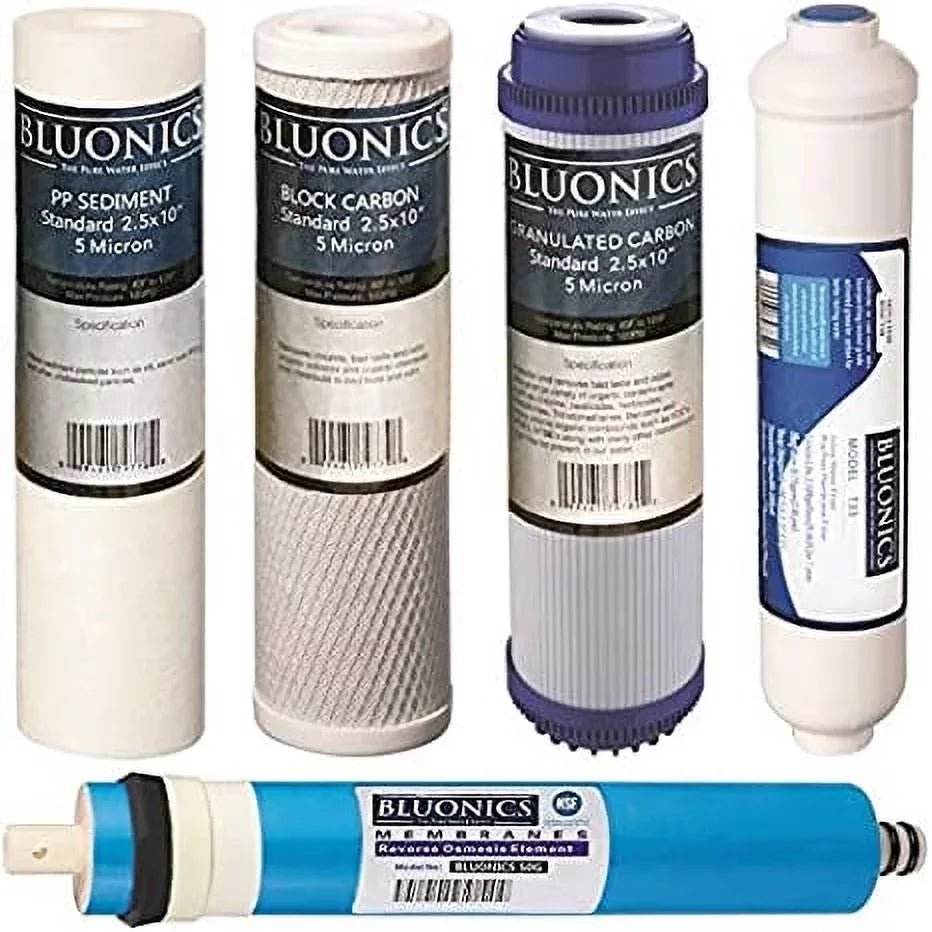 Reverse Osmosis Replacement Filter Set RO Cartridges 5 pcs w/ 50 GPD Membrane