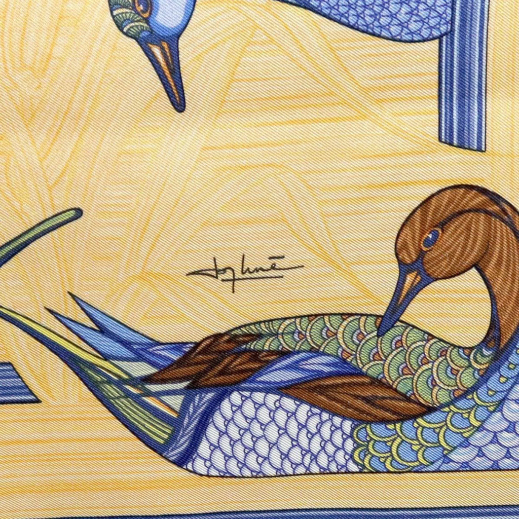 Pre-Owned HERMES / Hermes Carre 90 duck pond scarf 100% silk muffler (Good)