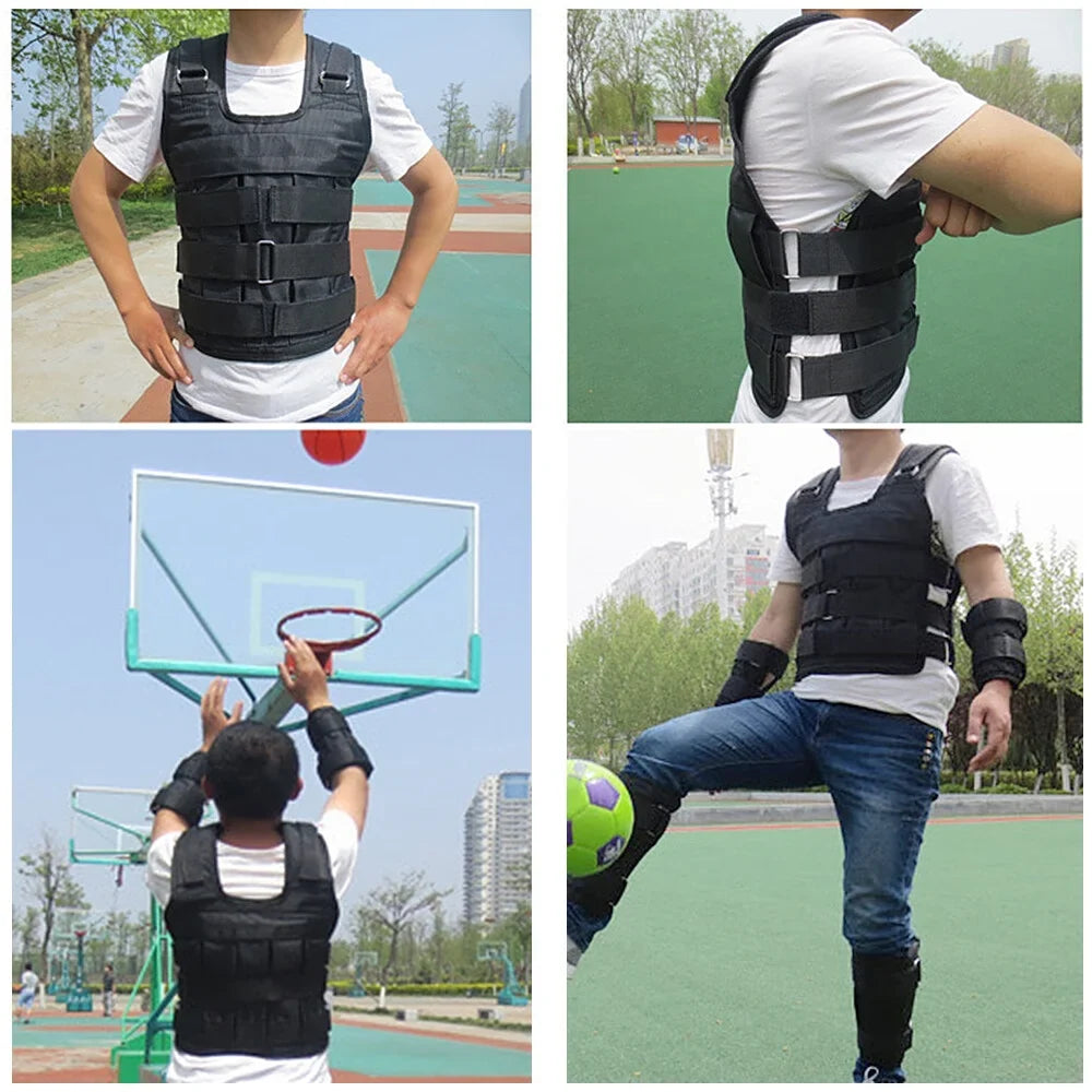 FlyFlise Adjustable Weighted Vest Weight Jacket Oxford Exercise Weight Loading Cloth Strength Training 50kg Max. Load (Empty)