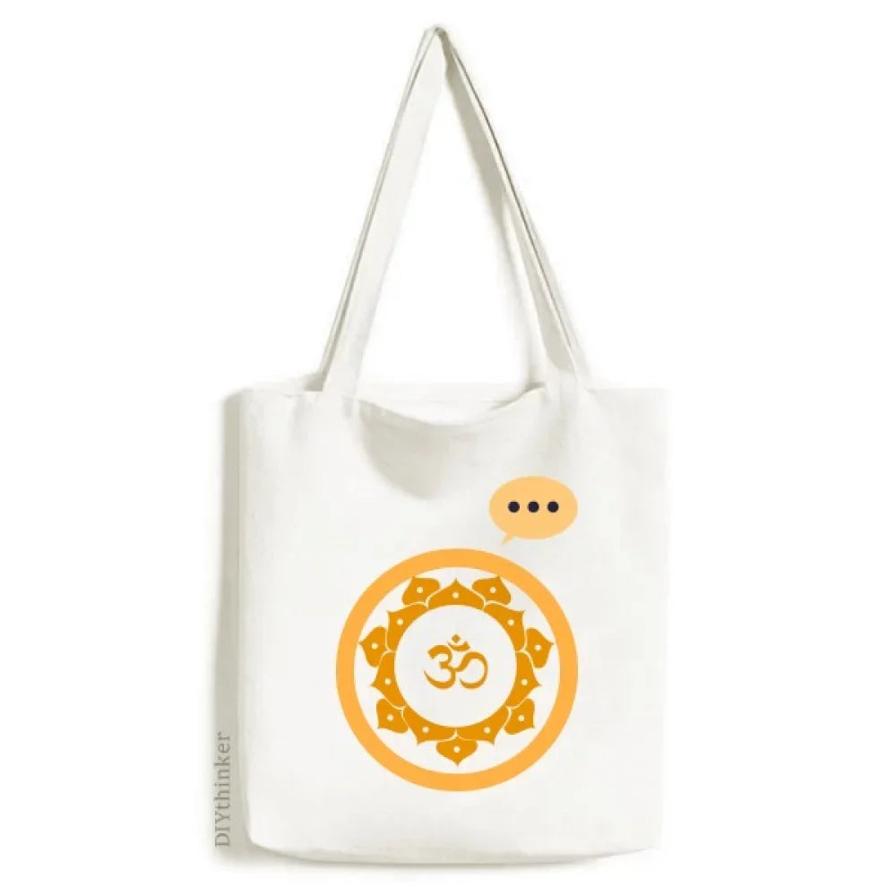 Culture Yellow Lotus Pattern Expression Sack Canvas Tote Shoulder Bag