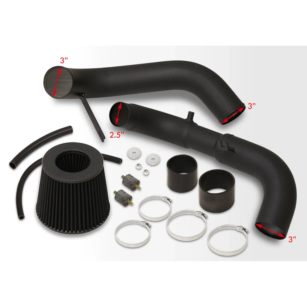 AJP Distributors JDM Cold Air Intake CAI Induction System Black Aluminum Piping Tube + Filter Compatible/Replacement For Honda Civic DX LX EX 1.8L L4 2006 2007 2008 2009 2010 2011 06 07 08 09 10 11