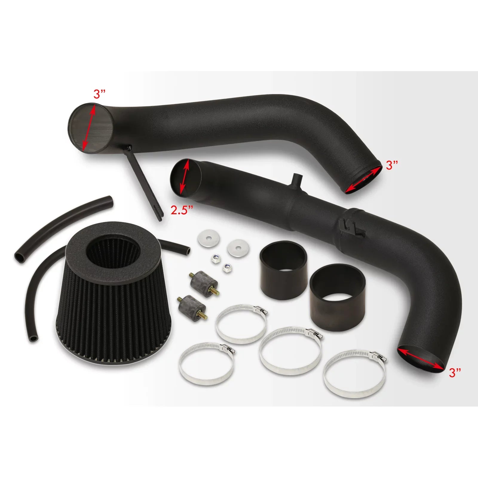 AJP Distributors JDM Cold Air Intake CAI Induction System Black Aluminum Piping Tube + Filter Compatible/Replacement For Honda Civic DX LX EX 1.8L L4 2006 2007 2008 2009 2010 2011 06 07 08 09 10 11