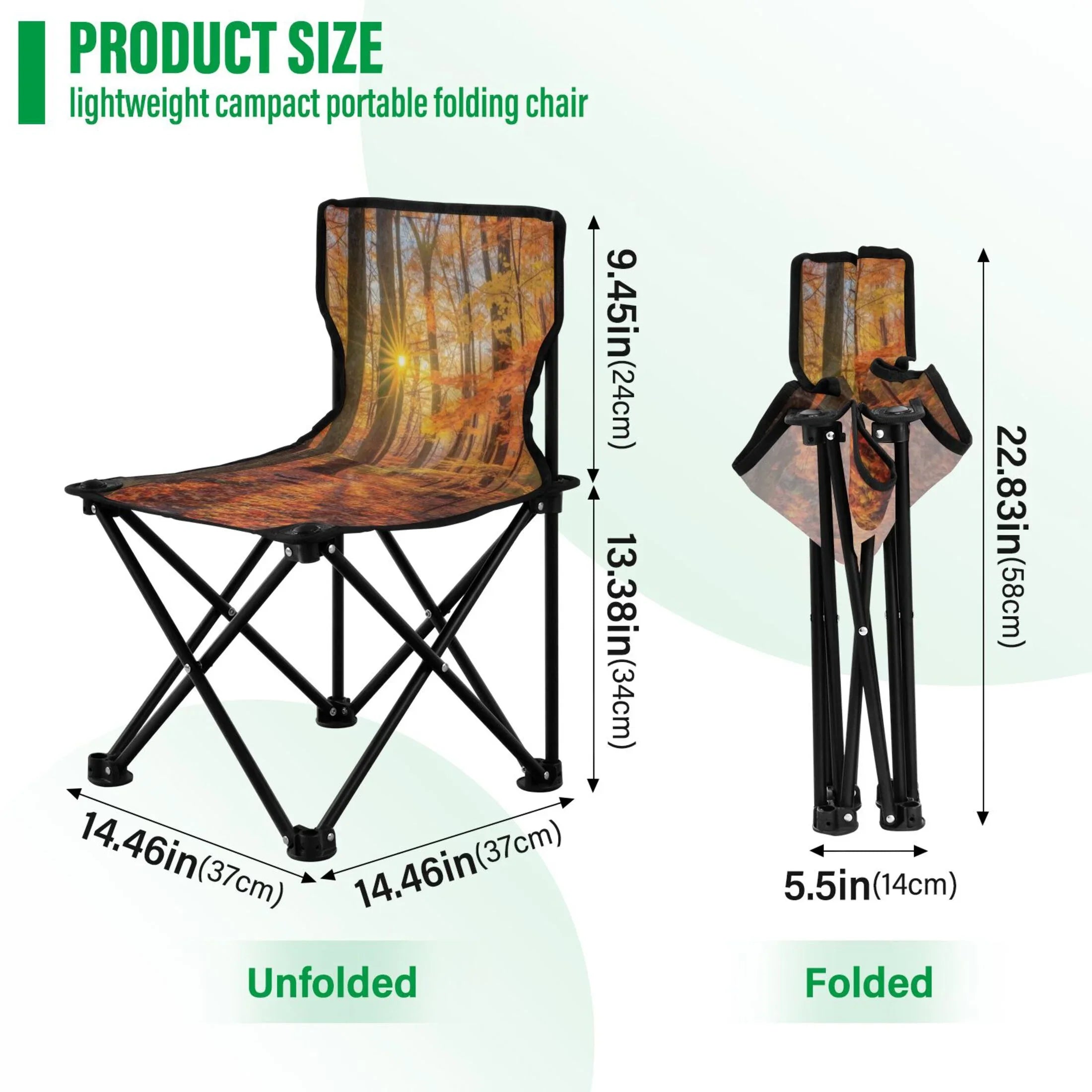 Autumn Leaves Forest Portable Camping Chair Outdoor Folding Beach Chair Fishing Chair Lawn Chair with Carry Bag Support to 220LBS