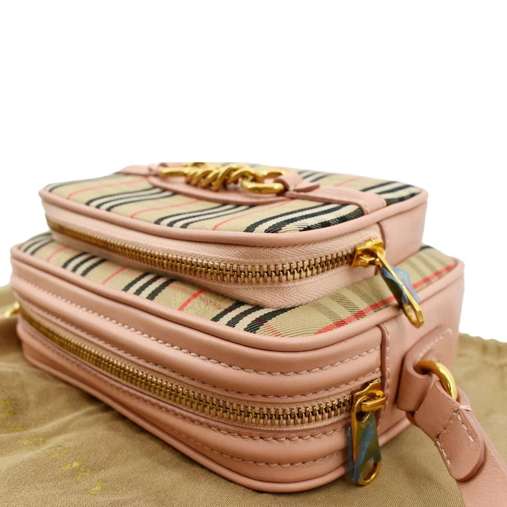 Pre-owned BURBERRY 1983 Knight Check Link Crossbody Camera Bag Light Pink