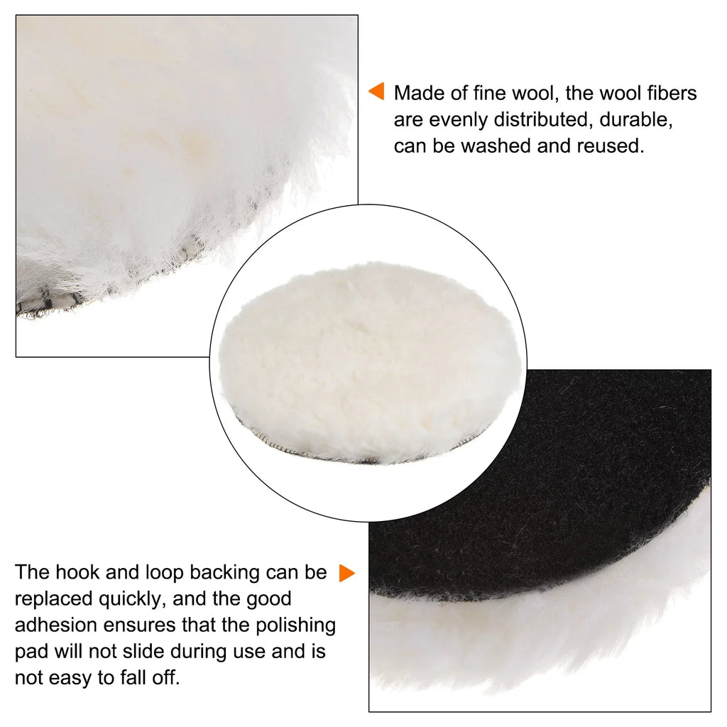 3Pack Wool Buffing Pads 7 inch Wool Polishing Pad Soft Buffing Pads Polishing Wheel with Hook and Loop