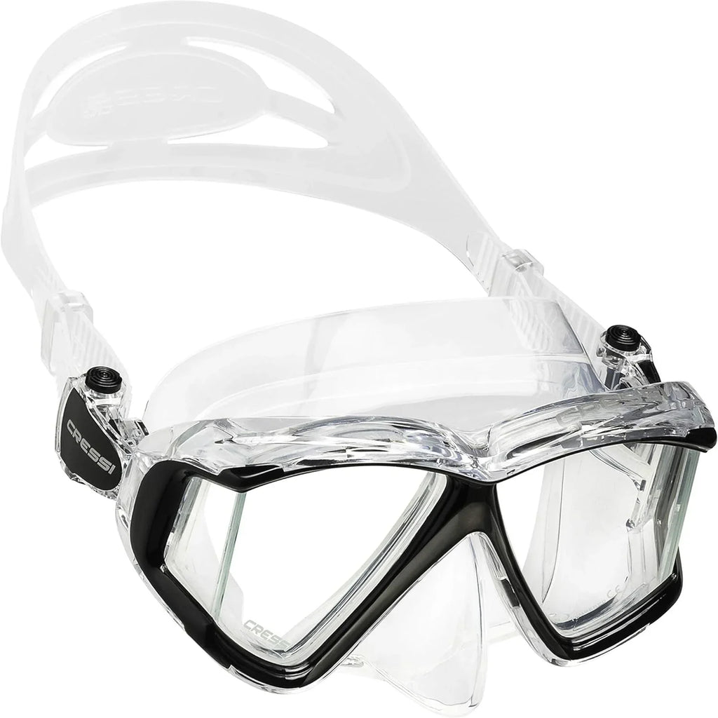 Panoramic Wide View Diving Mask - 4-Window Tempered Glass - Soft Silicone Skirt For A Perfect Seal - Pano 4: Designed In Italy