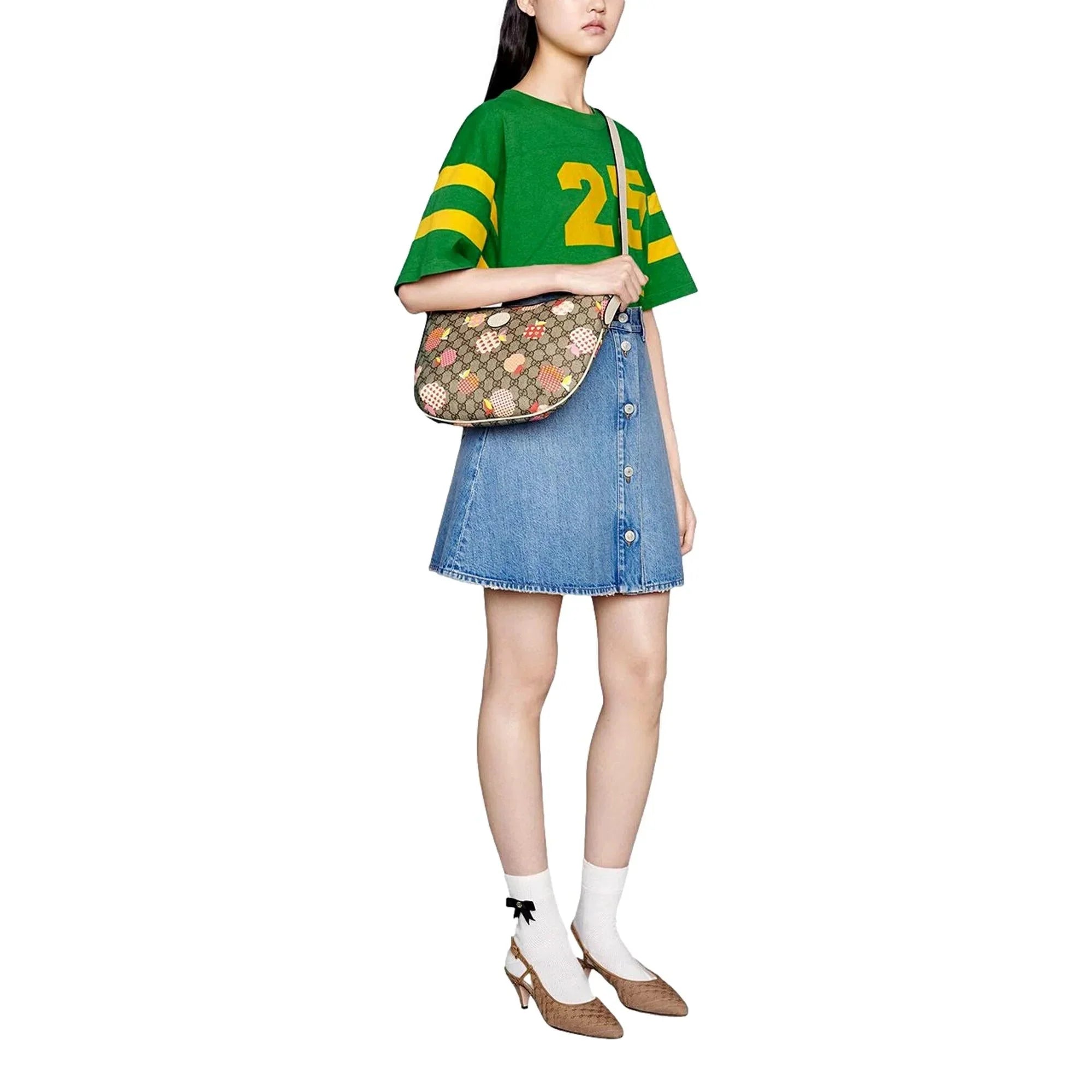 New Gucci Les Pommes GG Supreme Shoulder Bag 598125