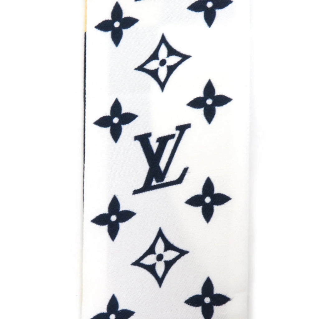 Pre-Owned LOUIS VUITTON Scarf Muffler Bandeau BB Graphic Monogram Blason Silk White/Navy/Beige Women's MP2658 (Good)