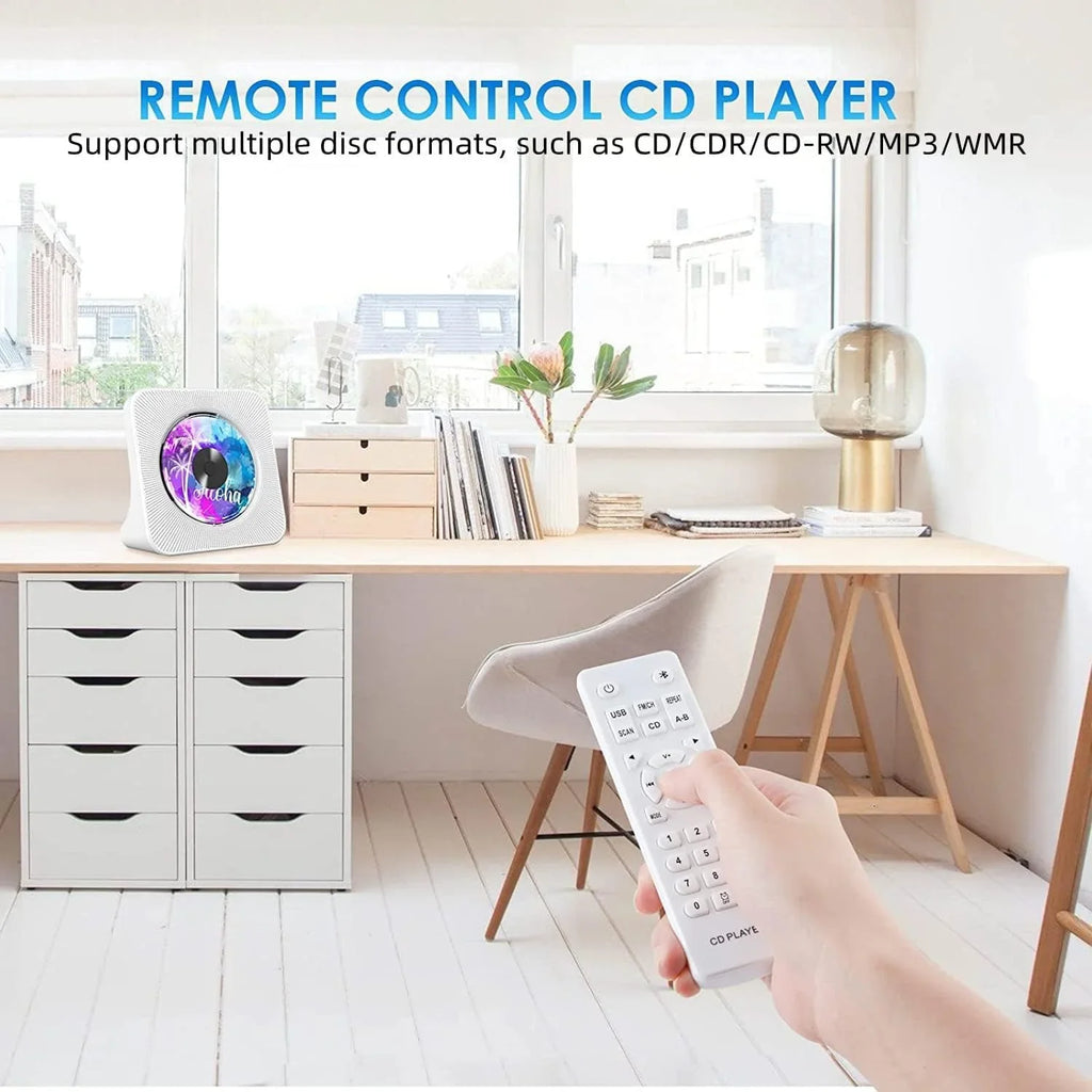 Gueray Portable CD Player with Bluetooth, Desktop CD Music Players for Home Built-in Double HiFi Sound Speakers, Support AUX&USB Headphone Jack, FM Radio Boombox, LCD Monitor Display for Kids Gift