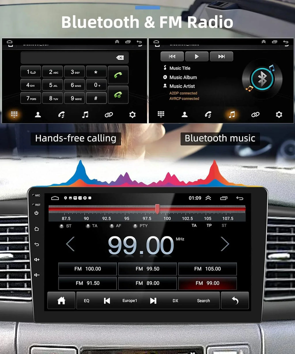 THONZER 1G+32G Android 9 Inch Car Stereo for Toyota Corolla ex 2007-2012 with Wireless Carplay, Rimoody Touch Monitor Car Radio Bluetooth GPS WiFi FM Mirror Link RCA USB SWC + Backup Camera