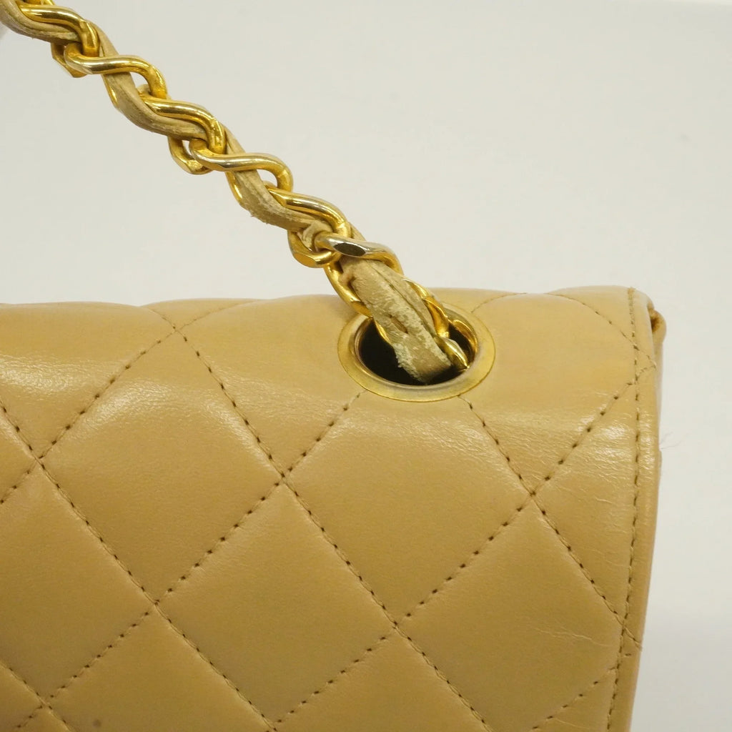 Authenticated Second-hand Auth Chanel Matelasse Single Chain Women's Leather Shoulder Bag Beige