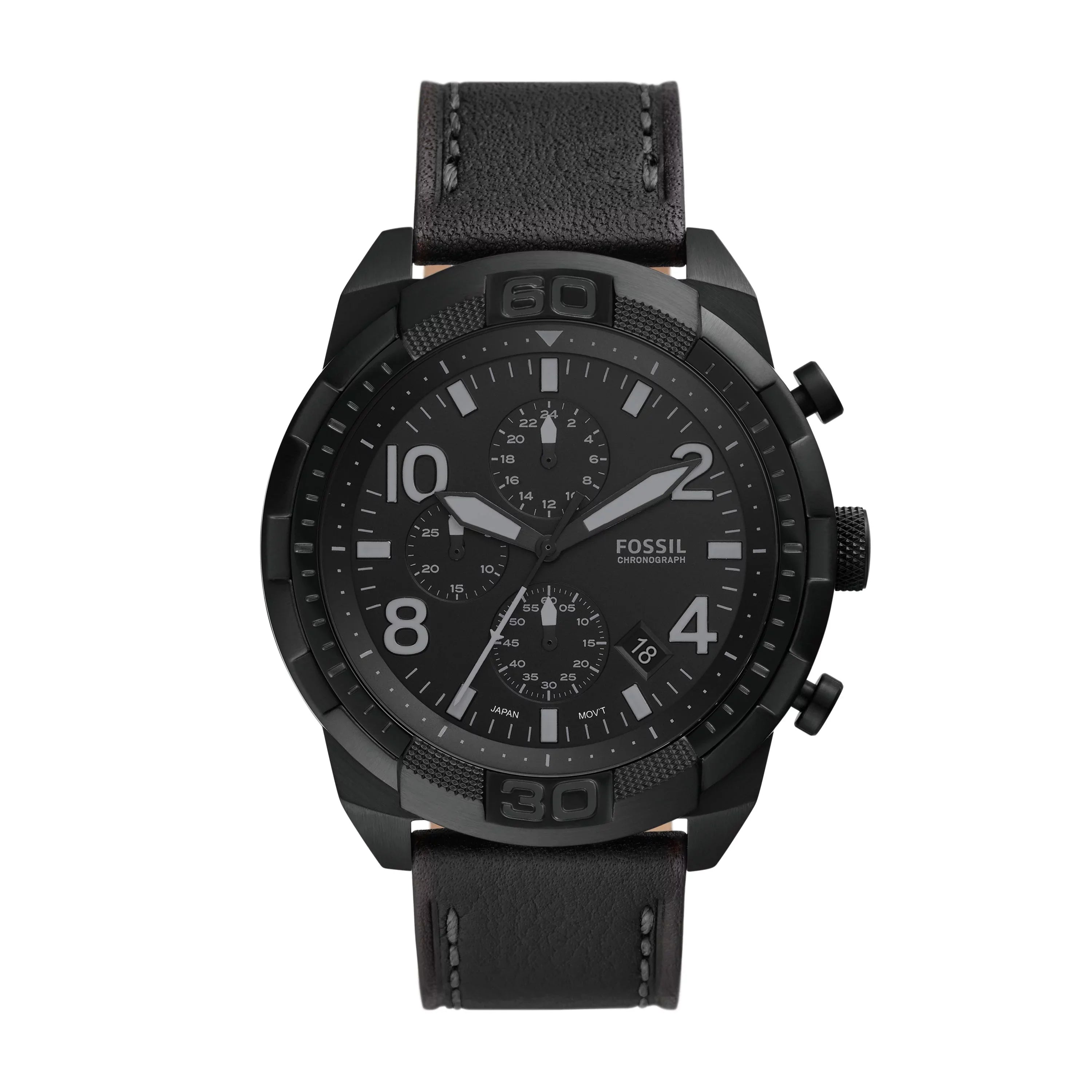 Fossil Bronson Chronograph Leather Black Dial Quartz FS5874 Men's Watch