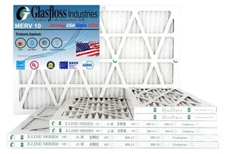 Glasfloss 15x20x1 - MERV 10 -Qty:6 - Furnace Air Filter - Made in USA (Actual Size: 14.5 x 19.5x7/8 inch)