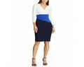 Ralph Lauren Women's Color Blocked Jersey Dress Blue Size 10