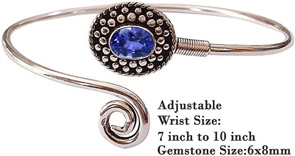 Handmade Cuff Bracelet For Women, Bohemian Tribal Design Silver Plated Natural Real Iolite Gemstone Modern Designer Fashion Bracelet, Party Boho Jewelry