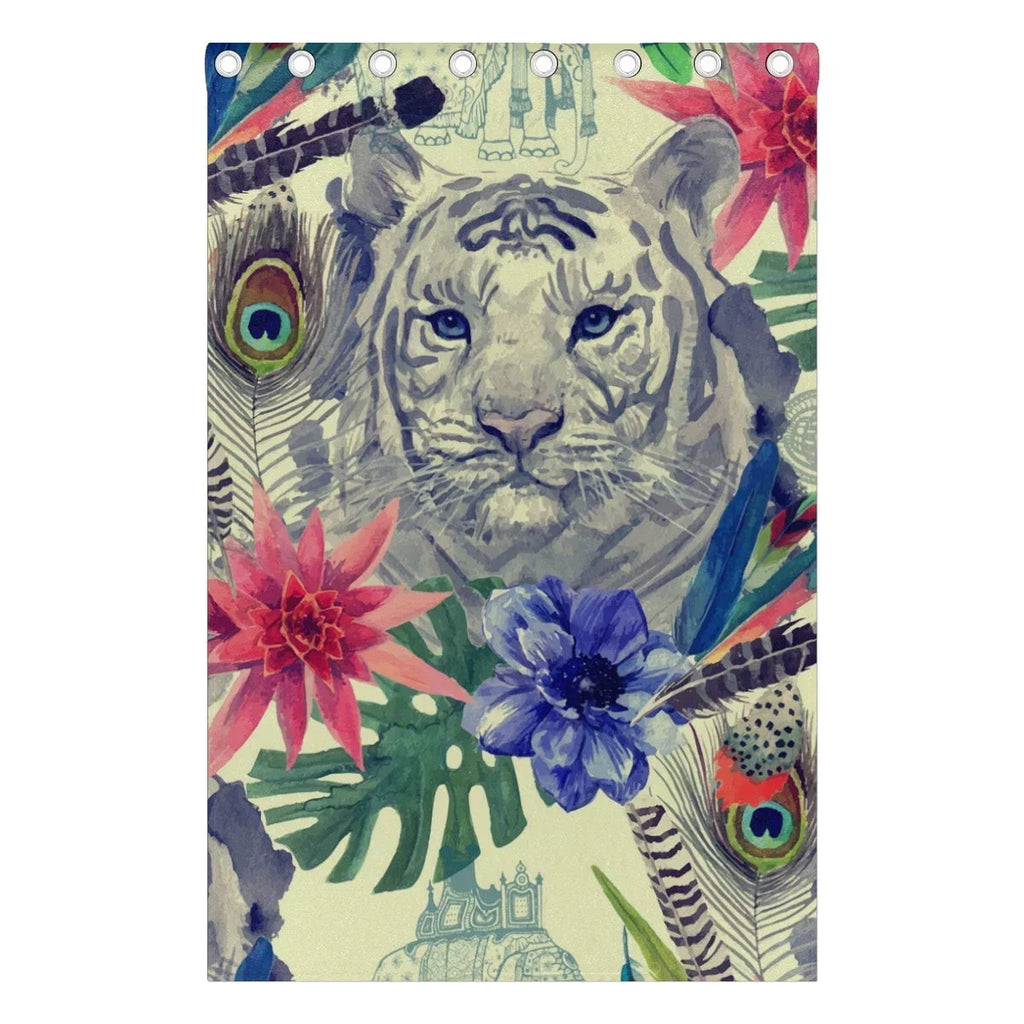 POPCreation Vintage Indian Style Tiger Head Pattern With Feather Window Curtain Blackout Curtains Darkening Thermal Blind Curtain for Bedroom Living Room,2 Panel (52Wx84L Inches)